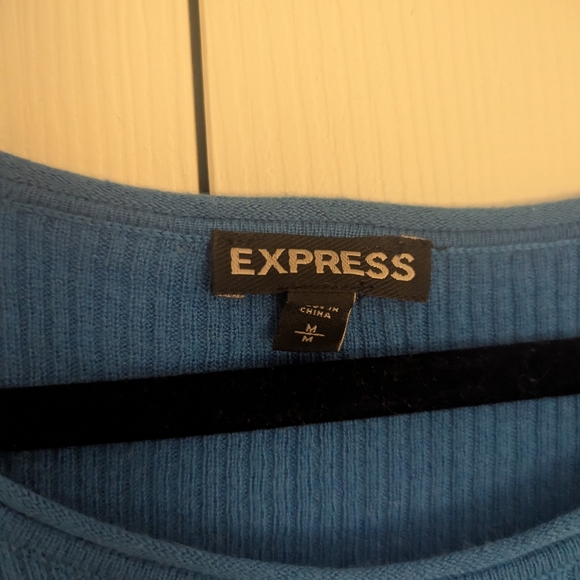 Blue Long Sleeve Ribbed Sweater - Picture 2 of 4